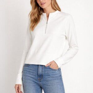 Tibi White Structured Crepe Zip-Up Top Size 12